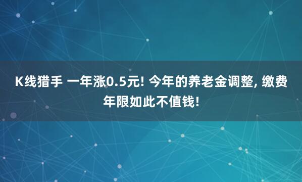 K线猎手 一年涨0.5元! 今年的养老金调整, 缴费年限如此不值钱!