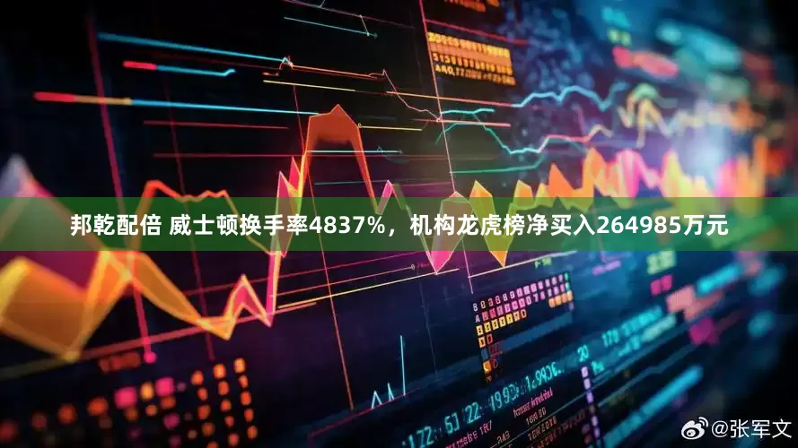 邦乾配倍 威士顿换手率4837%，机构龙虎榜净买入264985万元